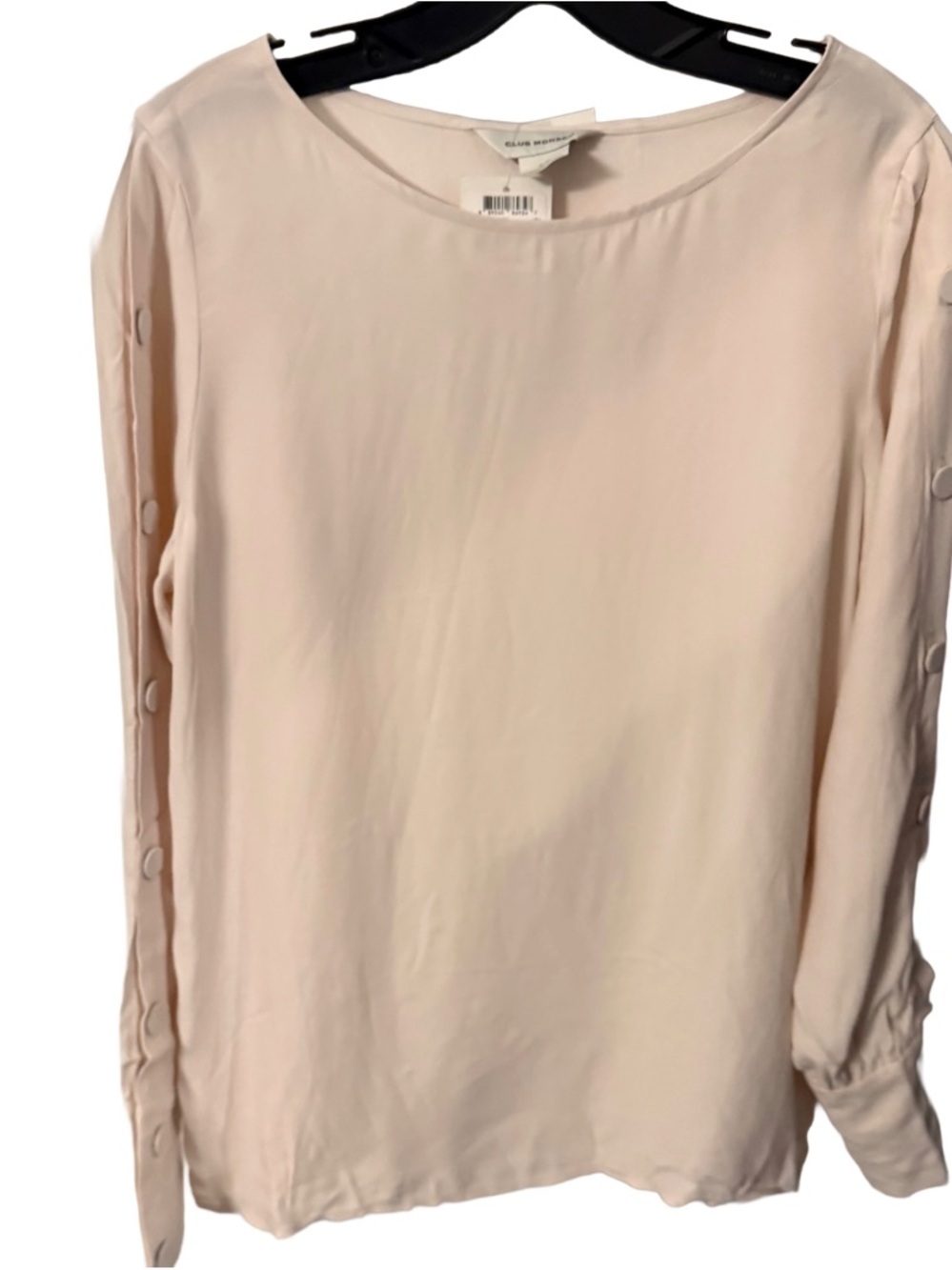 Club Monaco Women’s Blouse Long Sleeve With Button Accents Blush Sz S/P NWT